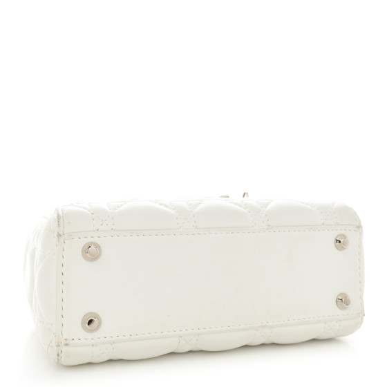 【ヴィンテージ】Rank:S☆Dior White Mini Cannage バック CHRISTIAN DIOR Lambskin Cannage Butterfly Studs Small Lady