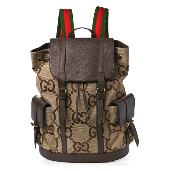 GUCCI Monogram Jumbo GG Textured Dollar Calfskin Web Double