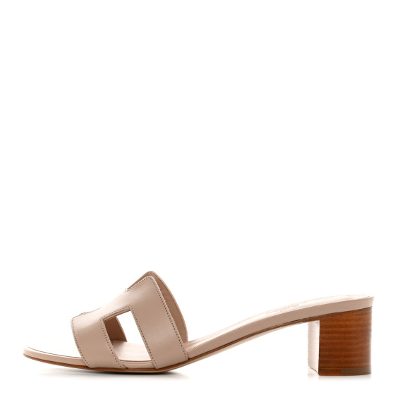 HERMES Calfskin Oasis Sandals 39 Beige Nude 1210306
