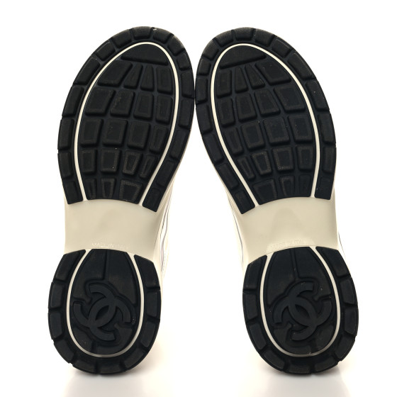 CHANEL Fabric Laminated Calfskin Stretch CC Sneakers 38.5