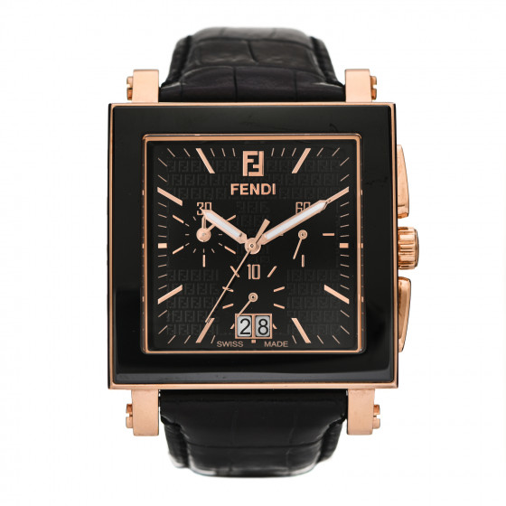 FENDI Stainless Steel Ceramic Calfskin 39mm Quadro Quartz