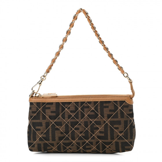 FENDI Zucca Quilted Pochette Tobacco