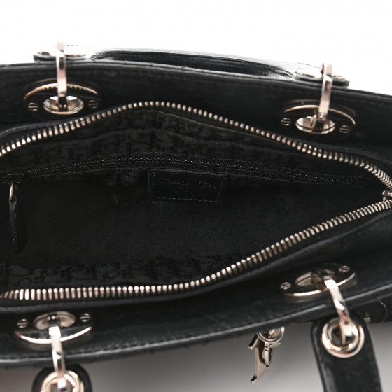 CHRISTIAN DIOR Calfskin Cannage Stitched Small Lady East