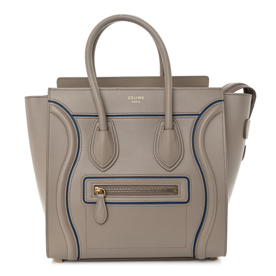 CELINE Smooth Calfskin Interstice Micro Luggage Light Taupe