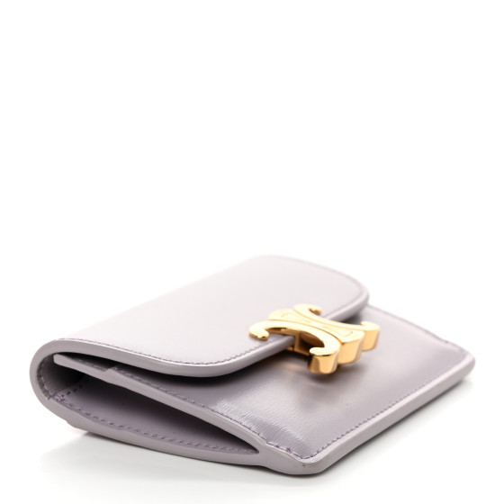 CELINE Shiny Calfskin Triomphe Flap Card Holder Lilac