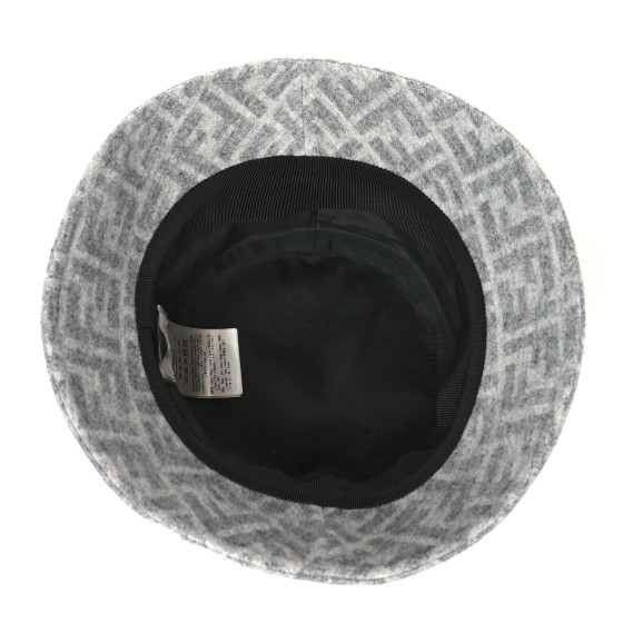 FENDI Wool Silk FF Bucket Hat M Grey 1423080 | FASHIONPHILE