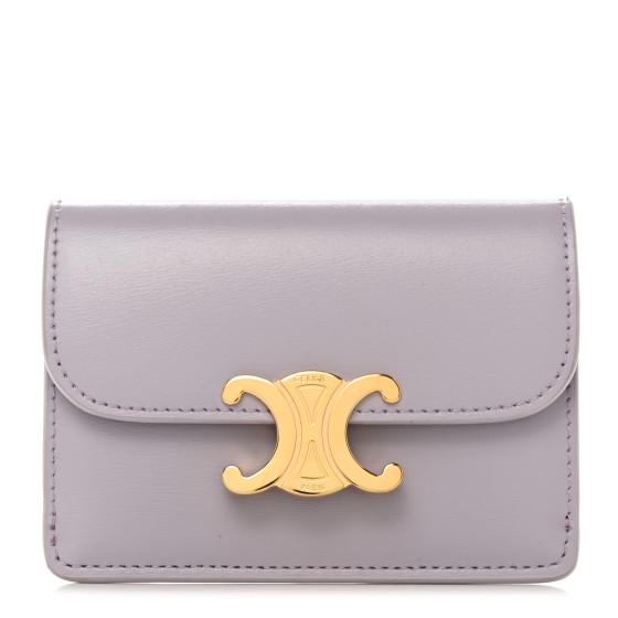 CELINE Shiny Calfskin Triomphe Flap Card Holder Lilac