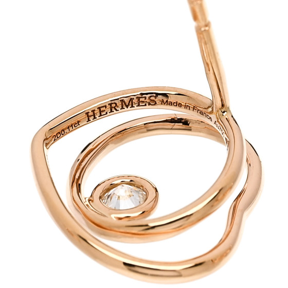 HERMES 18K Rose Gold Diamond TPM Vertige Coeur Earrings