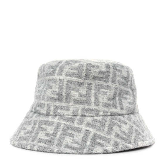 FENDI Wool Silk FF Bucket Hat M Grey