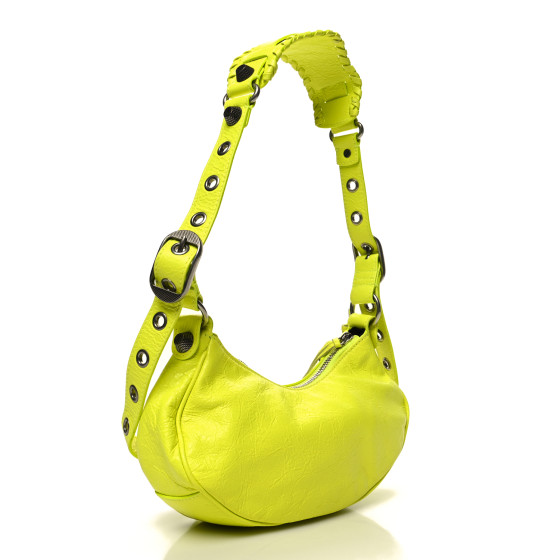 ショルダーバッグ・ポシェット BALENCIAGA FLUO YELLOW LE CAGOLE XS SHOULDER BAG BALENCIAGA Agneau Arena Le Cagole Shoulder Bag XS Fluo