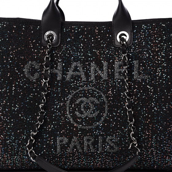 Chanel Deauville Large Black Canvas - Designer WishBags