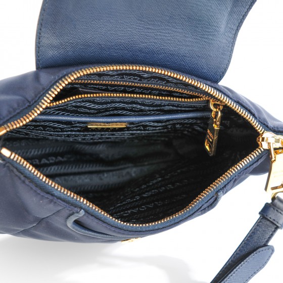 PRADA Tessuto Nylon Saffiano Crossbody Bag Blue 128288