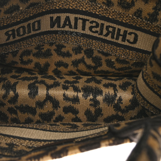 CHRISTIAN DIOR Canvas Mizza Embroidered Small Leopard Book