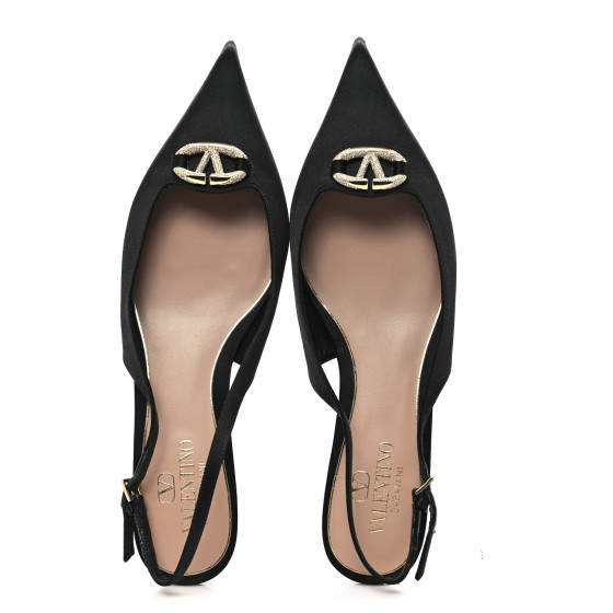 VALENTINO GARAVANI Satin Crystal Vlogo Slingback 20mm Pumps
