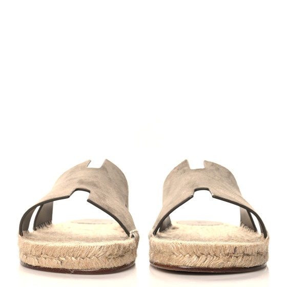 HERMES Suede Goatskin Mens Antigua Espadrille Sandals 44