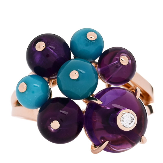 カルティエ　フォーク CARTIER 18K Rose Gold Diamond Turquoise Amethyst Les Delices