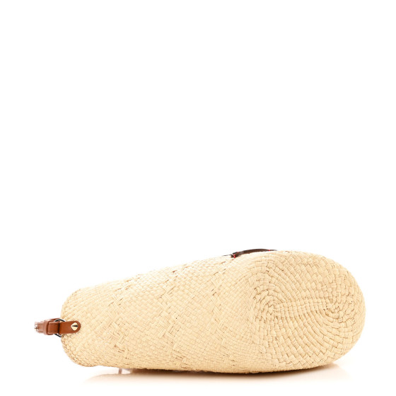 CHRISTIAN LOUBOUTIN Calfskin Raffia Mini Cabata Tote Natural
