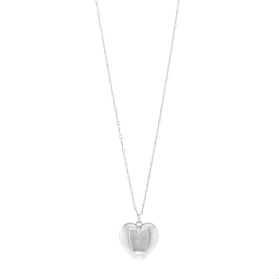 TIFFANY Sterling Silver Puffed Heart Pendant Link Necklace