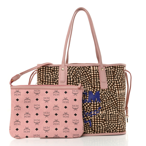 MCM Visetos Medium Liz Reversible Shopper Tote Soft Pink