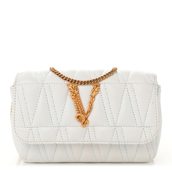 VERSACE Virtus Mini Wallet Chain Crossbody White 1646637