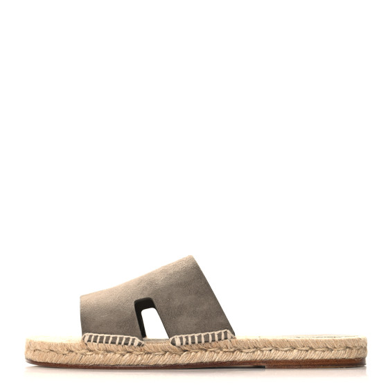 HERMES Suede Goatskin Mens Antigua Espadrille Sandals 44