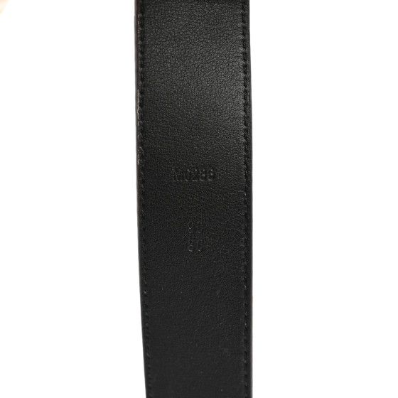 Louis Vuitton ブラック ベルト 90/36 LOUIS VUITTON Calfskin Monogram Eclipse 35mm LV Initiales