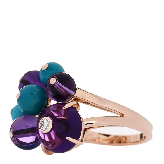 Cartier リング CARTIER 18K Rose Gold Diamond Turquoise Amethyst Les Delices