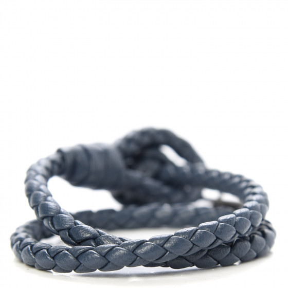 【完売間近】 Bottega Veneta Nappa Bracelet Navy Bottage Veneta Nappa Intrecciato Bracelet M Blue Black