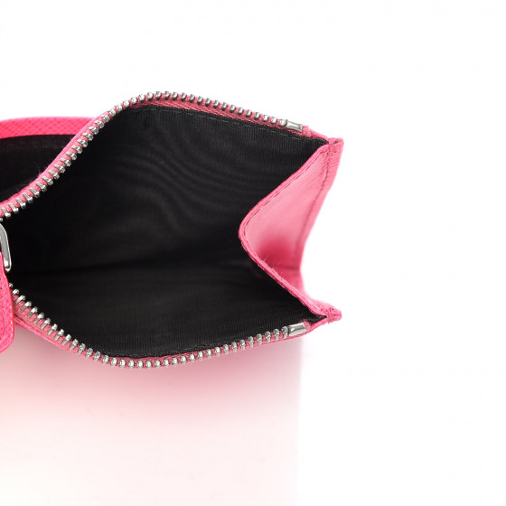 PRADA Saffiano Metal Zip Card Holder Neon Pink 682751