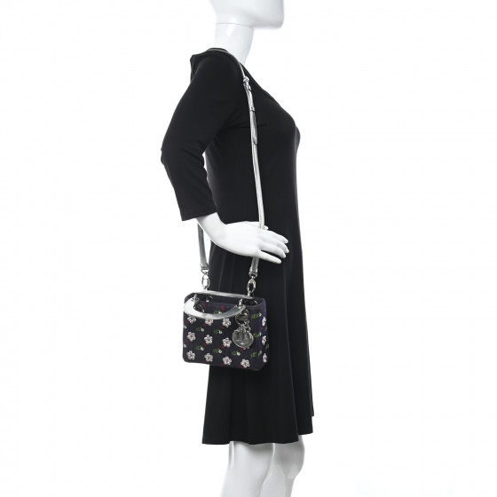 Dior ディオール CHRISTIAN DIOR Denim Cannage Floral Embroidered Mini Lady