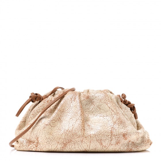 BOTTEGA VENETA Crackled Calfskin The Mini Pouch Zabaione