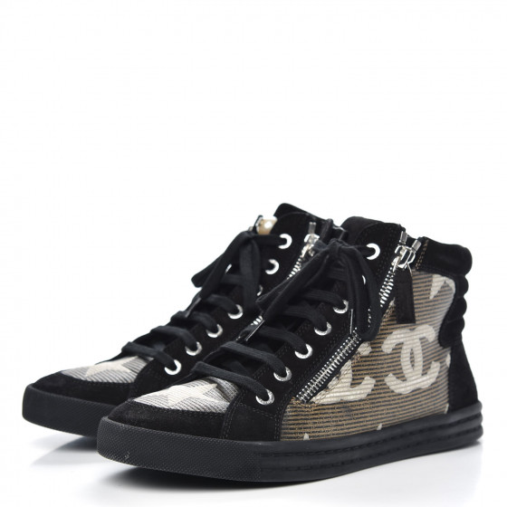 CHANEL シャネル CHANEL Canvas Suede CC Star Zipped High Top Sneakers 36.5