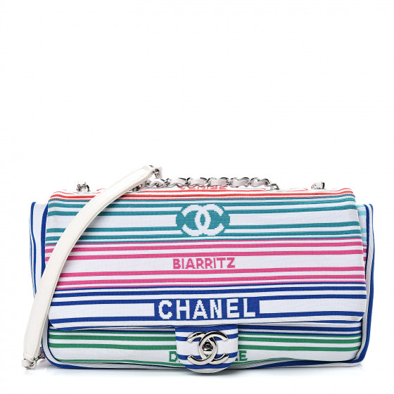 CHANEL Mixed Fibers Lambskin Venise Biarritz Flap Bag Multicolor