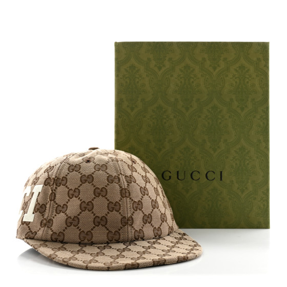 GUCCI GG Monogram Patch Logo 25 Baseball Hat M Beige 1315716