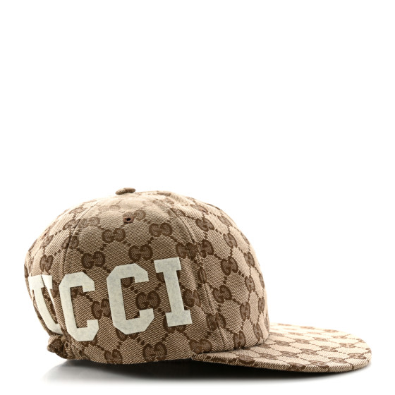 GUCCI GG Monogram Patch Logo 25 Baseball Hat M Beige 1315716
