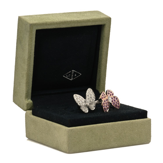 VAN CLEEF & ARPELS 18K White Rose Gold Diamond Pink Sapphire