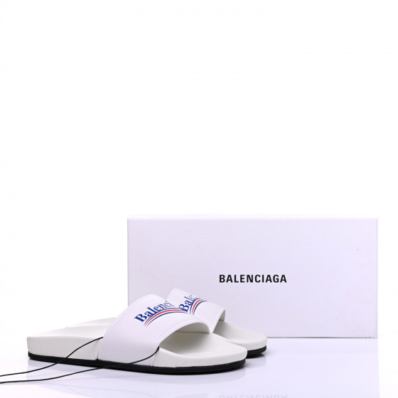 【関税&送料込】Balenciaga Ciabatta Piscina Political Campai BALENCIAGA Nappa Political Campaign Logo Womens Pool Slide