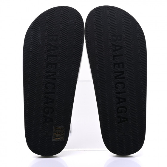 BALENCIAGA Nappa Political Campaign Logo Womens Pool Slide