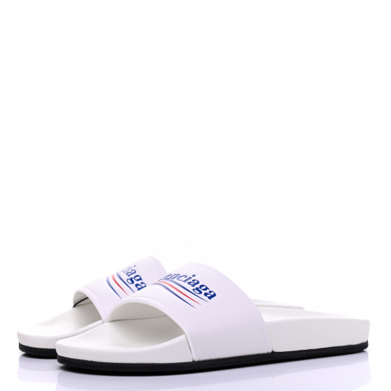 【関税&送料込】Balenciaga Ciabatta Piscina Political Campai BALENCIAGA Nappa Political Campaign Logo Womens Pool Slide