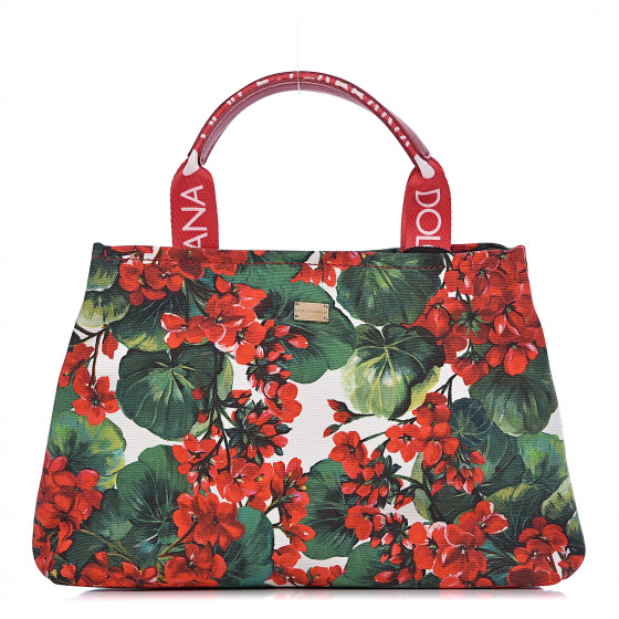 【関税&送料込】Dolce & Gabbana Floral Print Canvas Large Sh DOLCE & GABBANA Canvas Court Printed Floral Kids Tote Red