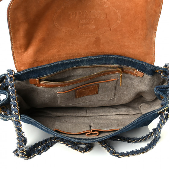 PRADA 　ハンガー PRADA Denim Shoulder Bag Avio 810527 | FASHIONPHILE