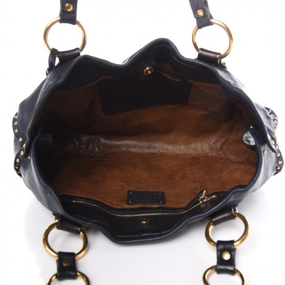 PRADA Nappa Studded Aviator Shopping Tote Blue 398468