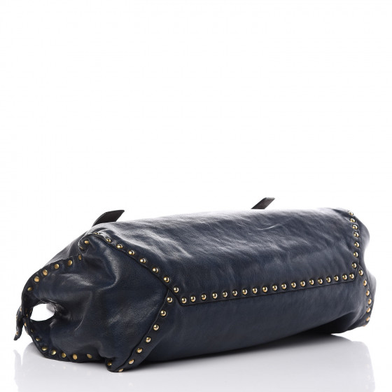 PRADA Nappa Studded Aviator Shopping Tote Blue 398468