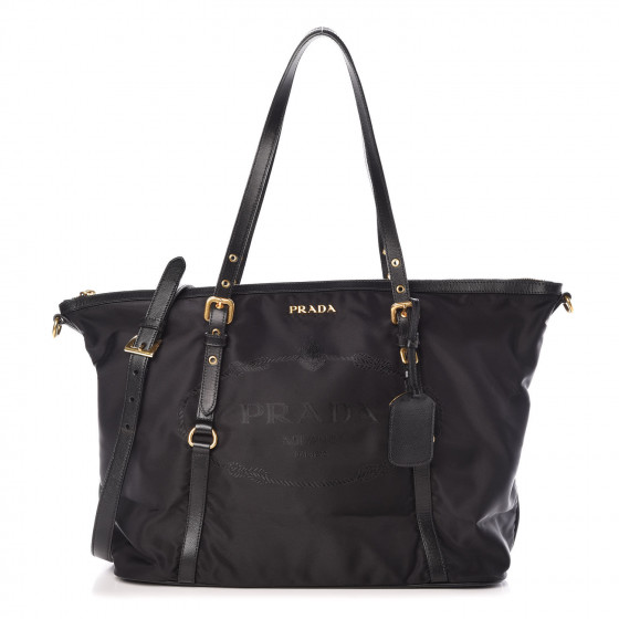 レア【PRADA】ブラック ロゴ TESSUTO ナイロン トートバッグ PRADA トートバッグ ナイロン 三角ロゴプレート ブラック