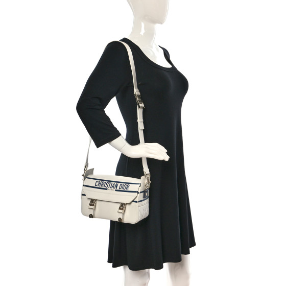 CHRISTIAN DIOR Smooth Calfskin Diorcamp Bag White Blue