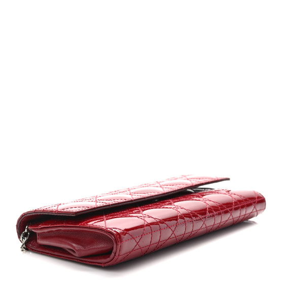 即発送【DIOR】ディオール★RED PATENT LADY WALLET【ランクAB】 Christian Dior Women's Red Patent Credit Card Zip Wallet