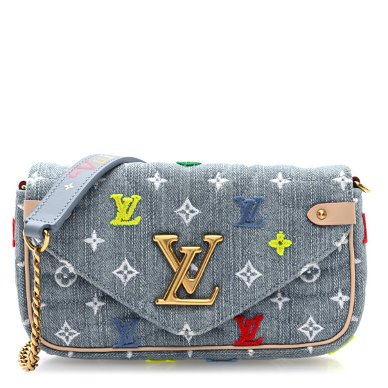 LOUIS VUITTON Embroidered Monogram Denim New Wave Chain