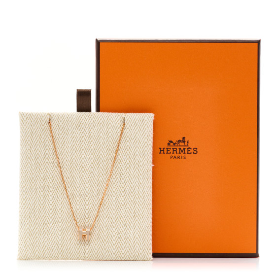 HERMES Lacquered Rose Gold Mini Pop H Pendant Necklace