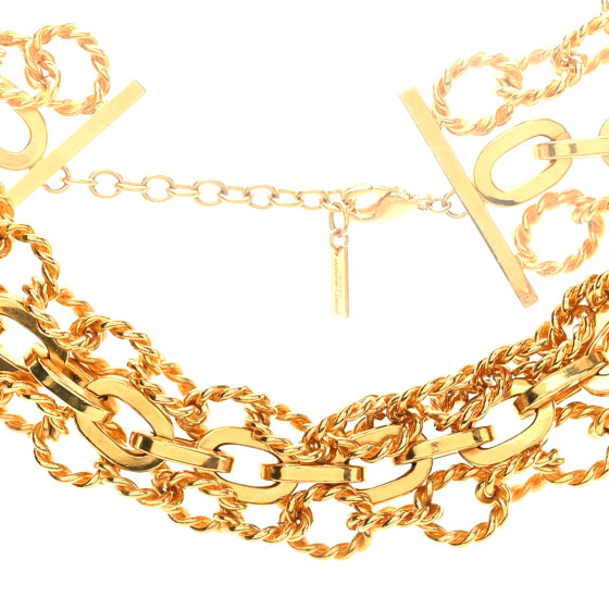 SAINT LAURENT Metal Multi Chain Necklace Gold 1686802