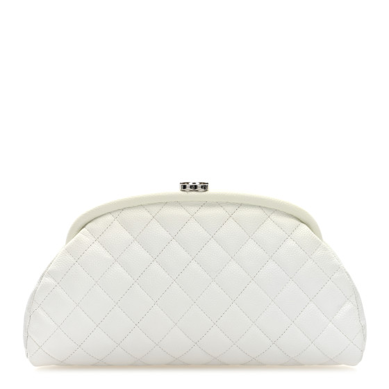 CHANEL Caviar Quilted Timeless Clutch White